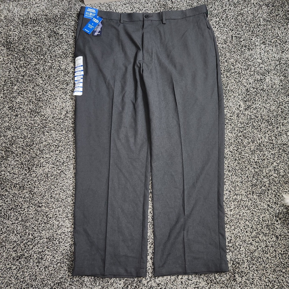 Haggar Cool Right Performance Flex Classic-Fit Gray Pant Mens 44x29 Nwt Career